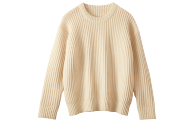 A white sweater delicately placed on a white background