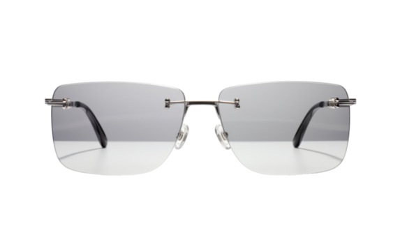 A stylish pair of glasses resting on a pristine white background