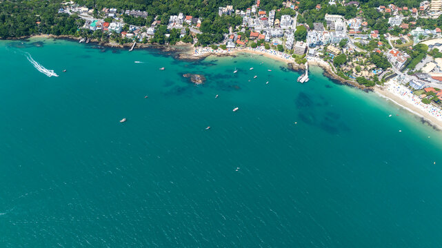 Bombinhas Beach in Santa Catarina. Aerial view taken with a drone. Brazil.