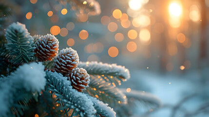 Winter background snow blurred bokeh happy new year, Wallpapers Banner