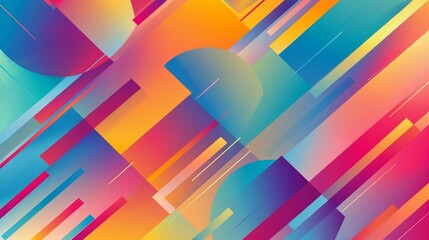 Abstract geometric shape composition with vibrant gradient colors, modern minimalist vector illustration