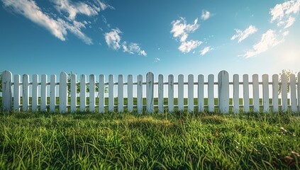 white fence and blue sky
