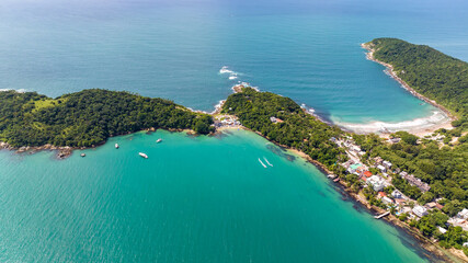 Fototapeta premium Bombinhas Beach in Santa Catarina. Aerial view taken with a drone. Brazil.