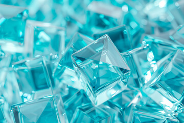3D render of shiny blue crystals in a cluster.