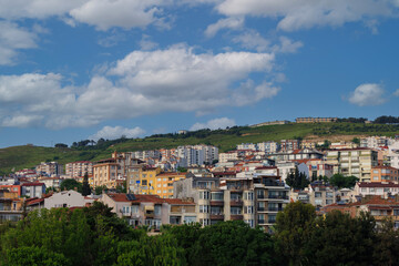 Obraz premium Beautiful houses and city streets, public place in Turkey, on a summer sunny day