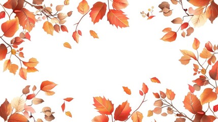 Autumn leaves frame border illustration, seasonal decorative design element - obrazy, fototapety, plakaty