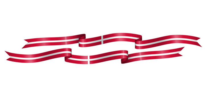 set of flag ribbon with colors of Denmark for independence day celebration decoration