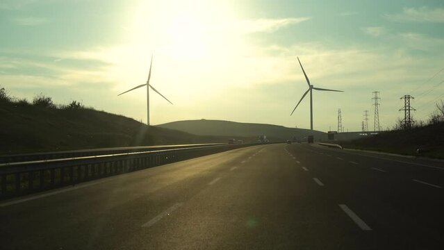 Green energy wind turbines in the mountains of Turkey
