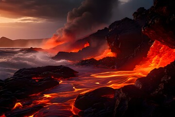 magma flow meeting ocean