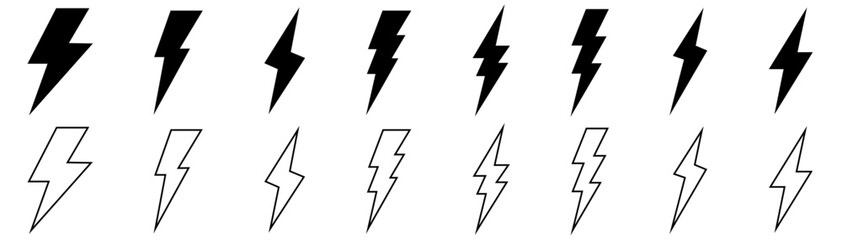 flash lightning bolt icon. Electric power symbol. Power energy sign, vector illustration Lightning bolt flash thunder icon electric isolated vector. Lightning bolt icons set, Thunder icon