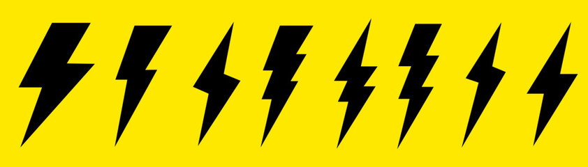 flash lightning bolt icon. Electric power symbol. Power energy sign, vector illustration Lightning bolt flash thunder icon electric isolated vector. Lightning bolt icons set, Thunder icon - obrazy, fototapety, plakaty