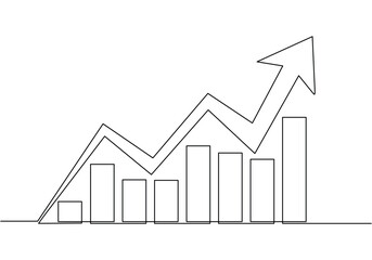 Growing graph in continuous line drawing style Line art business chart