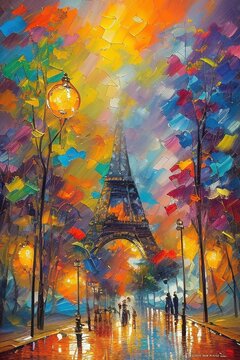 Style art brut oil painting Paris