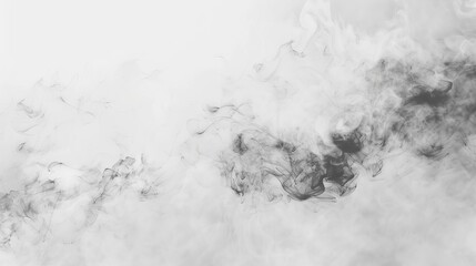 Ethereal white fog or smoke on a clean white background, creating a mysterious and dreamy atmosphere for various design projects, digital illustration