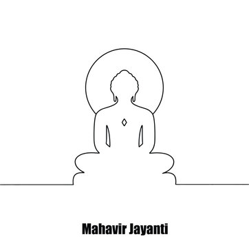 mahavir jayanti simple line drawing