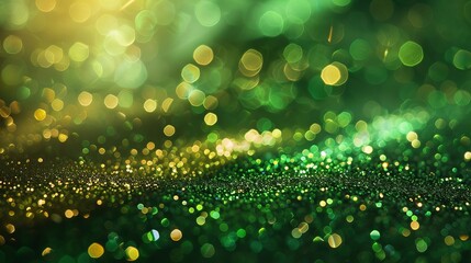 Festive St. Patrick's Day Celebration with Vibrant Green and Gold Elements, Abstract Photo - obrazy, fototapety, plakaty