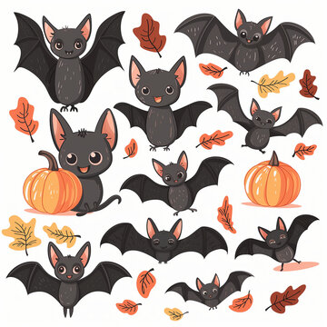 halloween set with bats