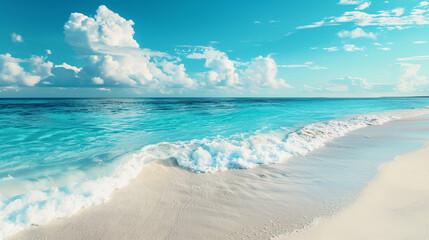 Fototapeta na wymiar Beautiful beach and tropical sea. Vacation and travel concept. AI.