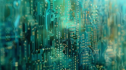 A futuristic digital circuit board pattern in shades