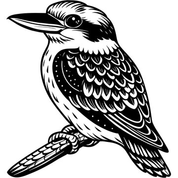 recommend clip art: kookaburra silhouette vector art illustration