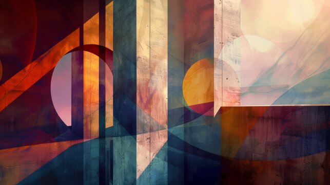 An abstract digital art composition with geometric shape