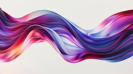 Glossy colorful flowing wave shape, abstract 3d render illustration
