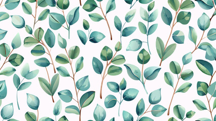 Enchanting Watercolor Green Floral Seamless Pattern Vector Elevate Your Designs with Nature's Beauty - obrazy, fototapety, plakaty