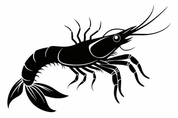 shrimp silhouette black vector illustration