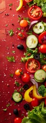 fresh chopped vegetables for salad background.