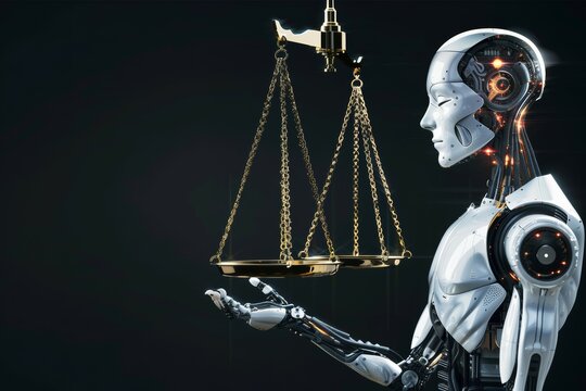 AI ethics and legal concepts artificial intelligence law and online technology of legal regulations Controlling artificial intelligence technology is a high risk.