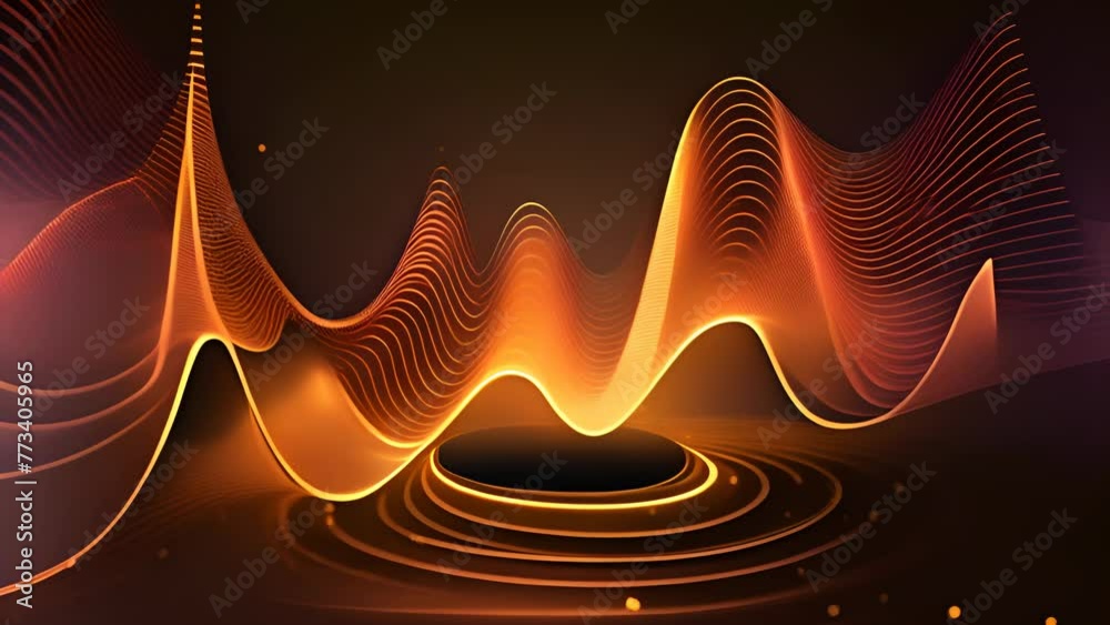 Poster Technology abstract with shiny data wave flow. Science concept with glowing wires connected on futuristic background