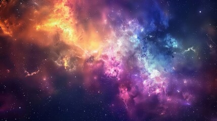 Fototapeta na wymiar Mesmerizing galaxy cosmos, vibrant multicolored nebula and stars, abstract space background