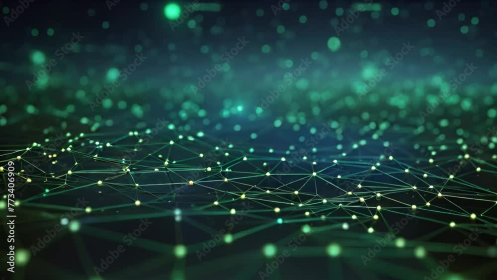 Poster 3d render of abstract digital technology background with connecting dots and lines, abstract digital