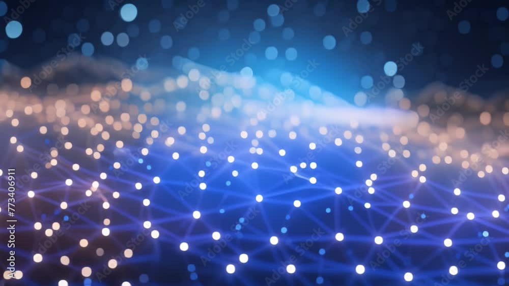 Poster 3d rendering of abstract technology background with connecting dots and lines. network concept, abst