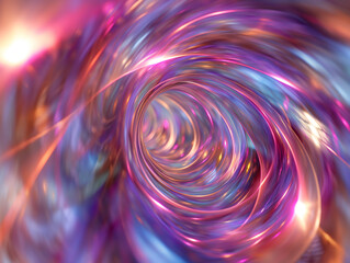 Vibrant  Wormhole Tunnel with Swirl of Colors, Abstract Twisting Light Patterns with Shine