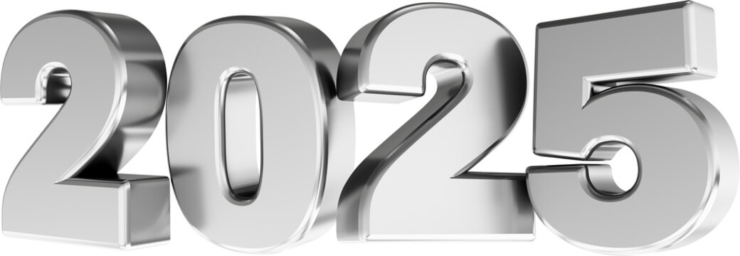 logotipo 3d 2025 feliz ano novo selo dourado e prata 2025