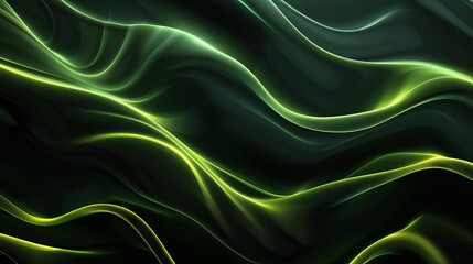 Obraz premium Neon Green and Black Abstract Waves, Colorful Gradient Texture, Digital Background