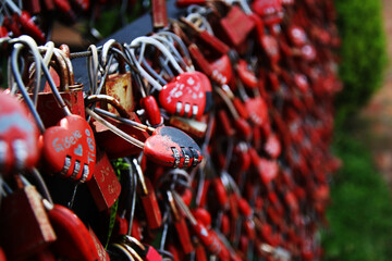 Locks of Love: Padlocks Hanging on Fence, Signifying Eternal Commitment and Devotion