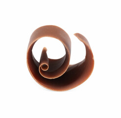 One delicious chocolate shaving isolated on white