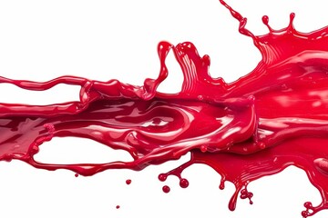Vibrant red liquid splash resembling berry jam or juice, energetic abstract cut out illustration