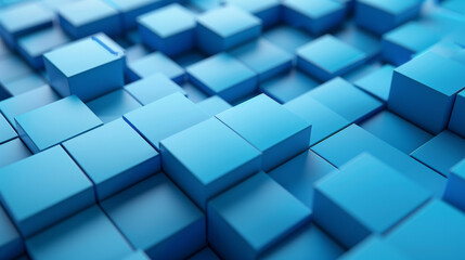 Symmetric Fusion: Blue & Turquoise Geometric Blocks. Generative AI