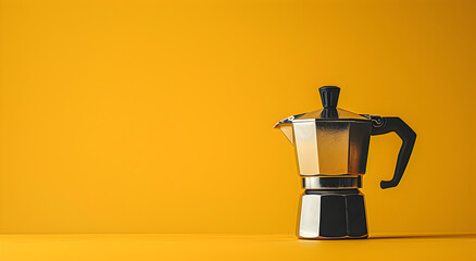 Geyser coffee maker for making coffee, on colored background. - obrazy, fototapety, plakaty