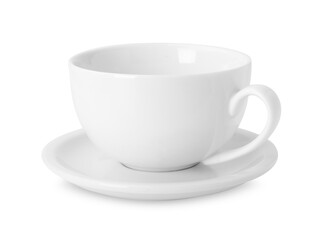 Ceramic cup and saucer isolated on white