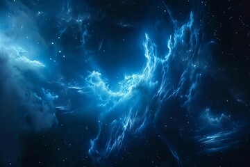 Vast blue nebula starry sky, futuristic space technology, sci-fi background wallpaper