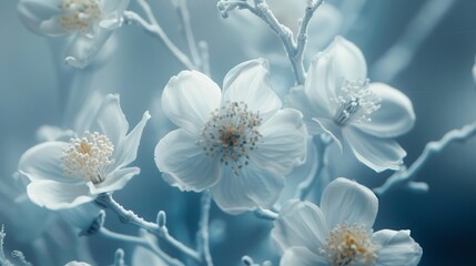 white jewelry flowers with blue branches