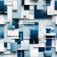 Abstract background with blue and white squares.