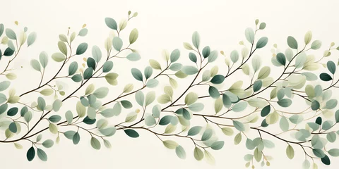 Foto op Plexiglas Branch with delicate green leaves on a white background © Irène