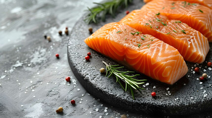 Fresh salmon with spices - obrazy, fototapety, plakaty