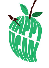 Happy Ugadi written in regional telugu languag. vector illustration of Ugadi festival with festive elements