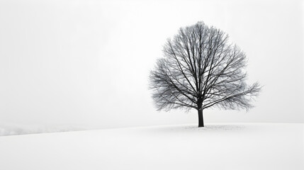 Fototapeta na wymiar Lone Tree in a Snowy Winter Landscape